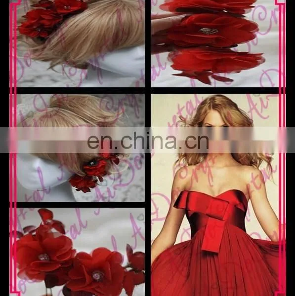 Aidocrystal Red Rose Hair Pin Flower Bobby Pins Red Hair Accessories for Bridal