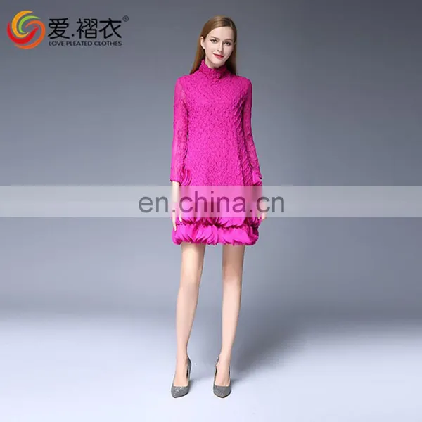 New Arrival Autumn Winter Warm Women Short Skirts Lace Dress in Solid Color