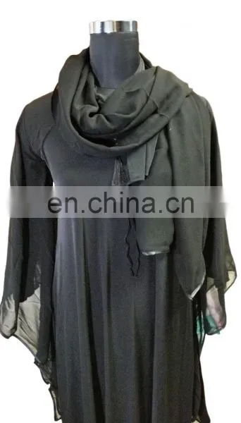 Saudi Arabia Plain Burqa 2017 / Latest Designer Black Strip Islamic Abaya / Plain Lycra Stretchable Burqa (dubai Abaya 2017) photo-6