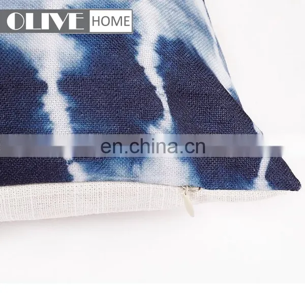 2018 Blue Ombre Printed White Stripe Linen Waist Cushion Pillow photo-2