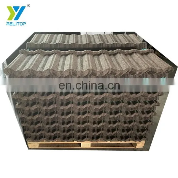 Brown Colour Nosen Type Stone Coated Steel Roof Tile 0.35mm To 0.5mm Metal Roofing Sheet photo-4