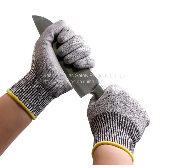 High Quality 13 Gauge Hppe Cut Resistant Palm Coating PU Safety Work Gloves photo-4