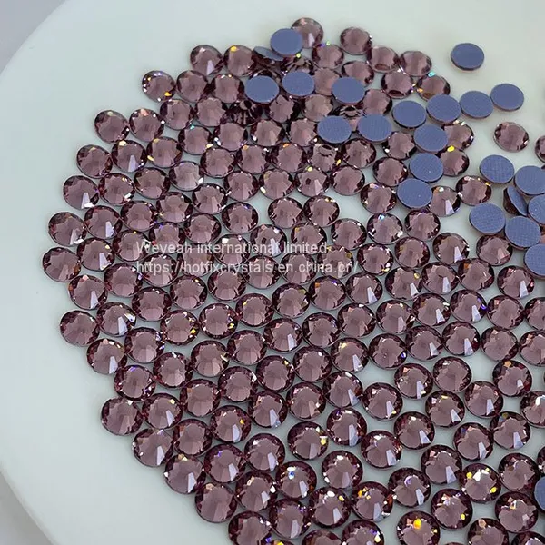 Hotfix Flat Back Glass Crystal Rhinestones lt Topaz Ss4-ss30