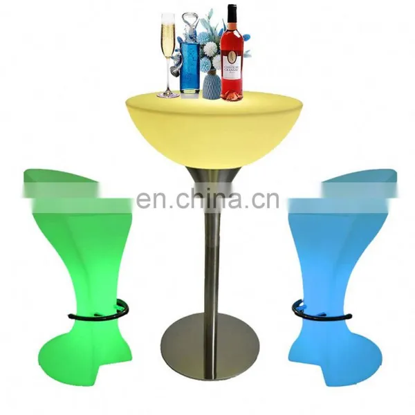 Modern Plastic Led Lighted up Furniture Led Table Chair Set / Led Bar Table and Chairs photo-5