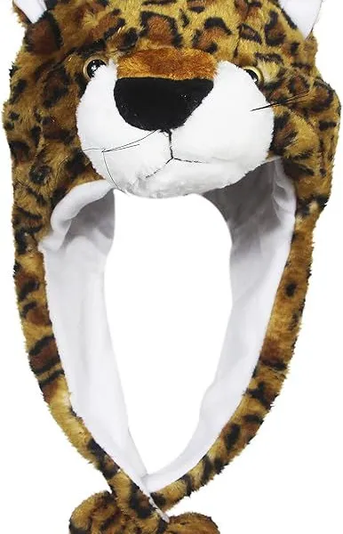 Cute Plush Animal Character Winter Hat Fun Ski Cap With Detailed Animal Face Long Ear Straps With Pom Pom Ends photo-2