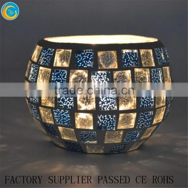 Colored Handmade Round Crackle Mosaic Glass Candle Holders Vintage Candle Jars Quality Choice Supplier's Choice photo-2