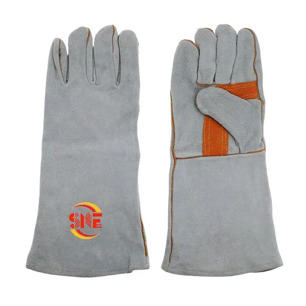 Snellsafety Custom Logo Printed Men Leather Cow Split Leather Heat Protection Building Welding Gloves