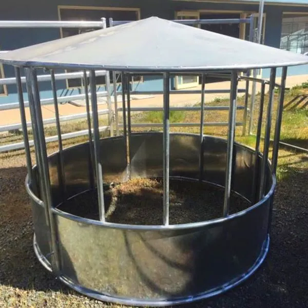 Waterproof Round Bale Feeder for Cattle Sheep and Horse With Cover Roof for Farm Trellis & Gates photo-2