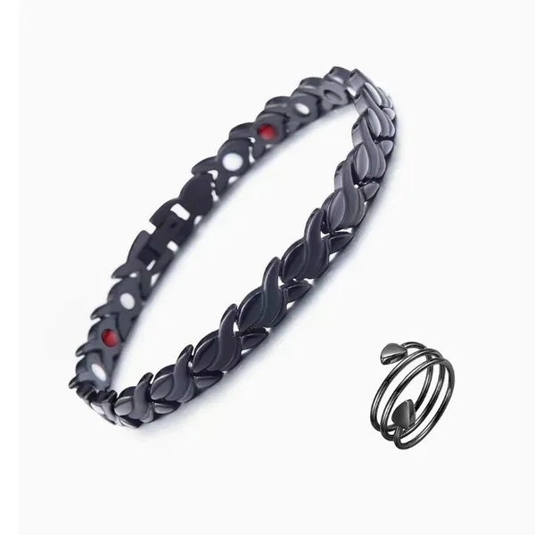 Male and Female Small Fish Wheat Ear Shaped Magnetic Bracelet，Magnet Bracelet Foot Chain Ring Set photo-4