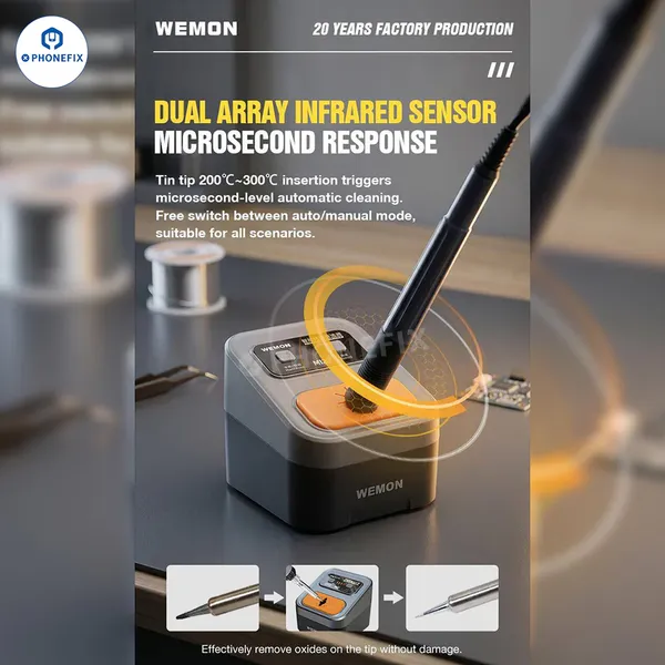 WEMON M12 Intelligent Soldering Iron Tip Cleaner With Dual-Roller Brushes photo-4