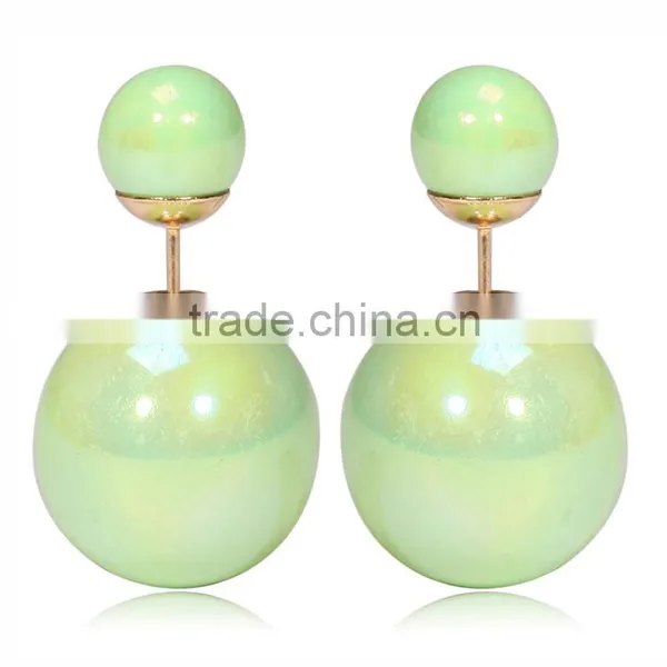 2016 Fashion Jewellery Trends Korea Colorful Double Ball Designs Stud Earrings photo-6