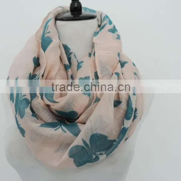 Wholesale Hot Hit New Pattern Butterfly Printing Polyester Cotton Infinity Scarf photo-2