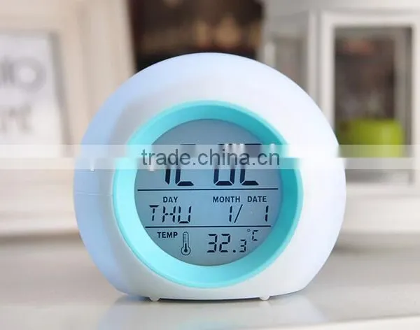 LED Luminova Circular Modern Color Changing Snooze Desktop Table Alarm Clocks Electronic Digital Clock photo-3