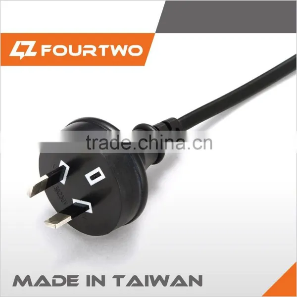 New Zealand SAA Approval Plug With Black Color , Black 2 Pin Power Cord