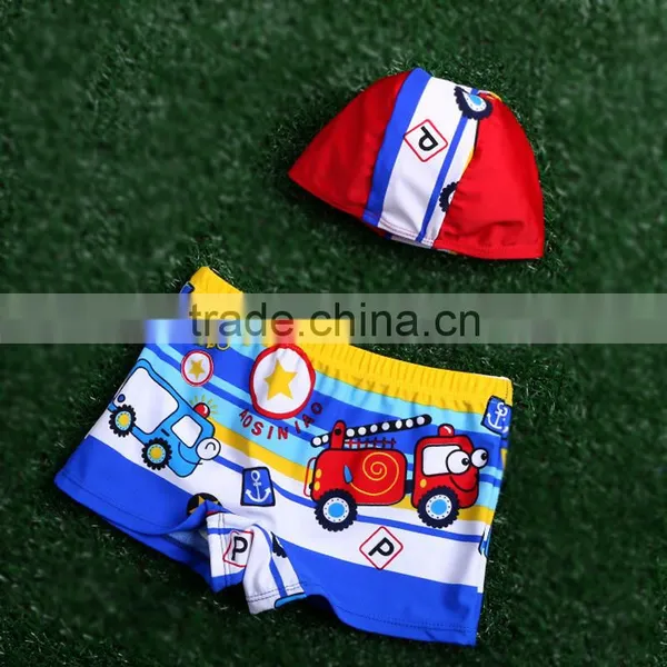 Promotional Fashion Yellow Cartoon Red Birds Little Boy Swimming Trunk Cap With Kids Bathing Swimwear Child Swimming Shorts photo-2