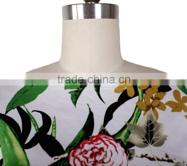 New Midi Half Sleeve Boat Neckline Peony Printed Cotton Flared Vintage Dress 50s photo-4