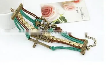 >>Best Selling SW16499 Christian I LOVE Cross Leather Bracelet/ photo-3