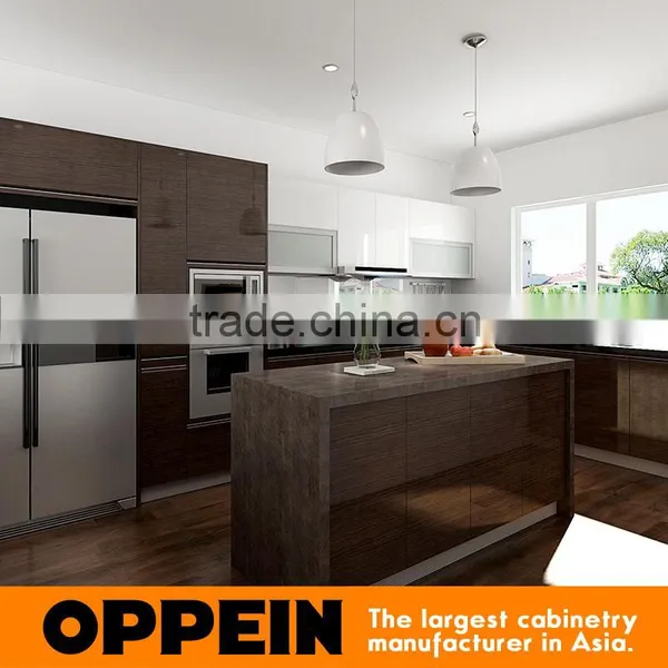 New Design Acrylic Finish Cabinet Wood Veneer Kitchen Cupboard With Island photo-2