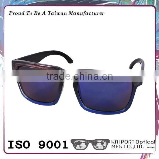 Two Tone Color Wild Style Mirror Sunglasses With Crystal Coating
