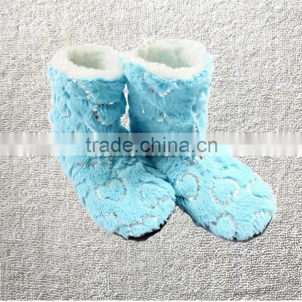 Candy Color Rose Velvet Ribbon Hemming Autumn and Winter Thermal at Home Boots photo-5