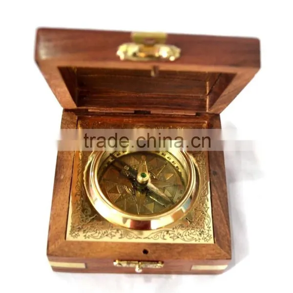 Nautical Brass Geological Compass - Magnetic Compass With Wooden Box 13511 photo-4