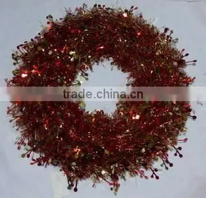 46cm Blue Color PET Decorative Christmas Tinsel Wreath photo-5
