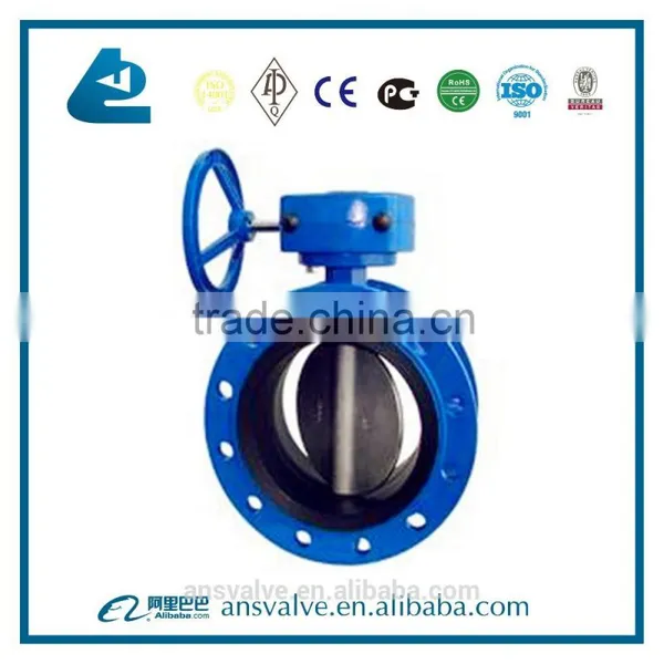 China Manufacturer Double Flanged Rubber Butterfly Valve With Hand Lever and Worm Gear photo-4