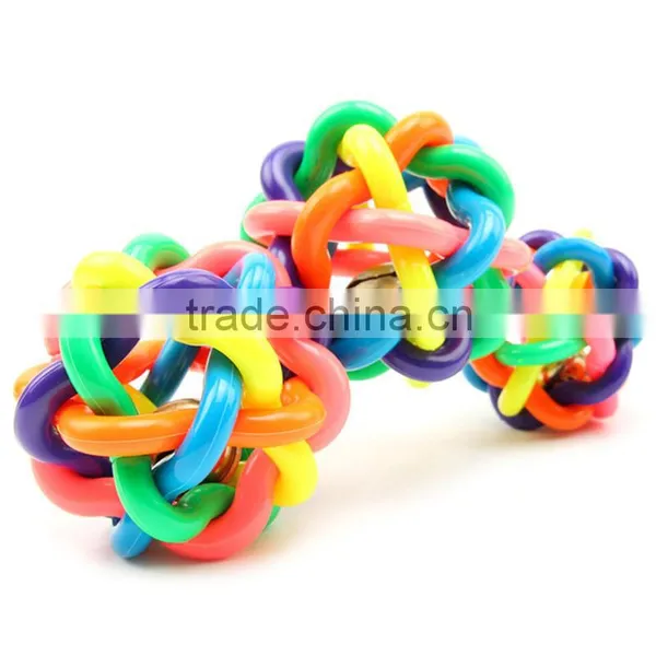Dog Puppy Pet Knot Cotton Rope Knotted Rubber Sound Ball Bell Chewing Toy