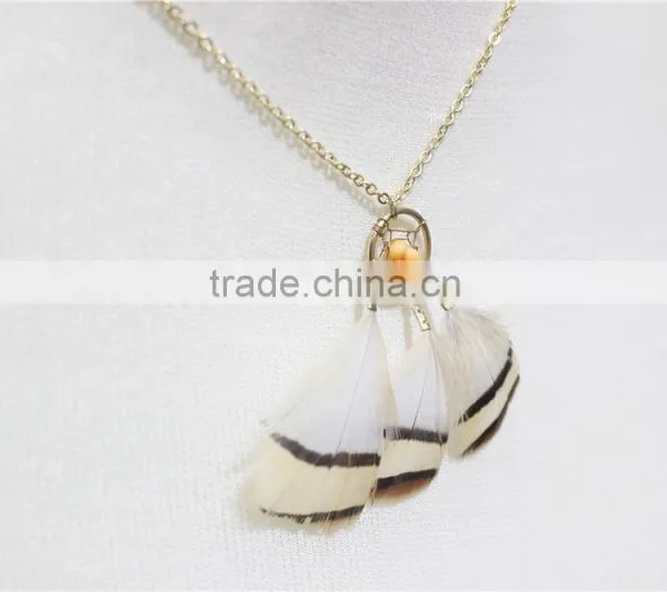 Newest Elegant Dreamcatcher Necklace Orange Beads Feather Necklace Dream Catcher Jewelry 2016 Fashion Necklace Wholesale photo-3