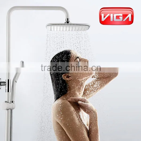 White/Black/Chrome Shower Column Set With ABS Shower Head photo-3