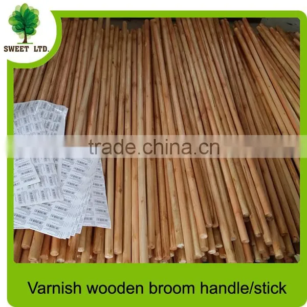Varnished Wood Broom Stick With Sticker From China Factory photo-2