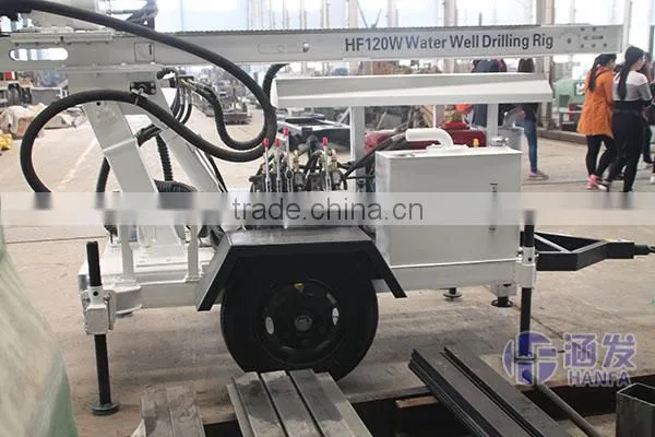 HF120W 120m Water Well Trailer Mounted Drilling Rig , Cheap Water Well Drilling Rig photo-3