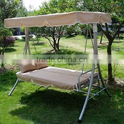 3 Person Outdoor Garden Patio Swing Bed Canopy Chair With Pillow