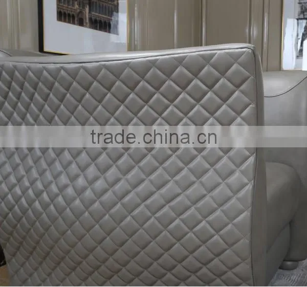 Grey Color Genuine Leather Tufted Sofa Set, Special Design Modern Living Room Leather Sofa(MOQ=1 SET) photo-4