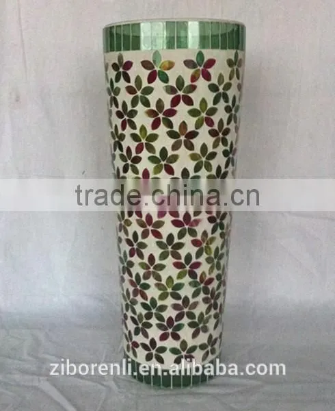 Unique Mosaic Beautiful Glass Vase Hand Made Color photo-2
