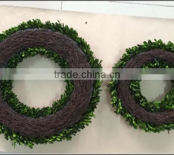16'' Natural Boxwood Wreath Preserved photo-3