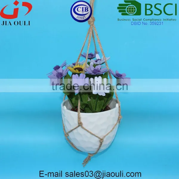 Hop Products Hanging Planter Basket, Ceramic Flower Pots photo-3