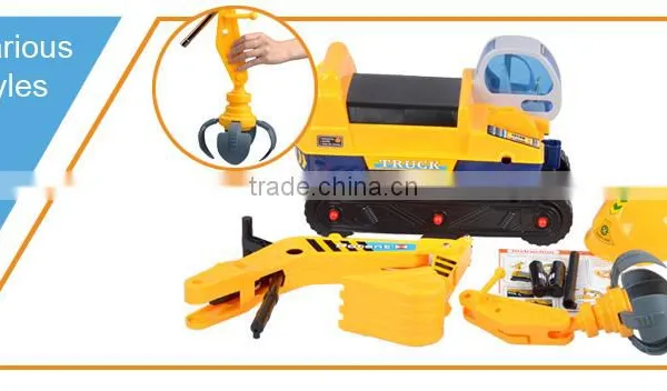 Excavator Digger Scooter Pulling Cart Kids Ride on Car With Pretend Play Construction Truck Toy photo-5