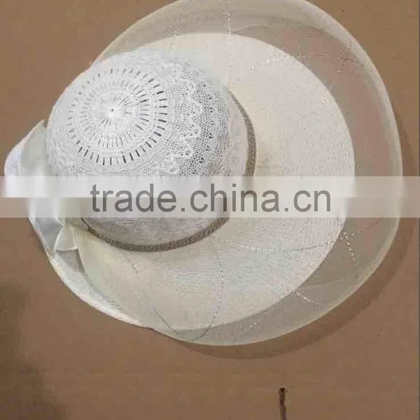Cheap Lace Hollow Summer Lady Straw Hat for Weddings photo-3