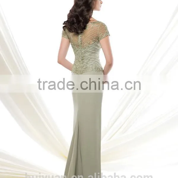 Elegant Lace Full Length Mother Dress Short Sleeve Ball Gown photo-2