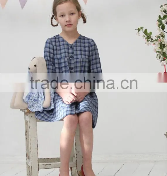 New Style Children Clothes Cotton Long Sleeve Plaid Wholesale Classical Fancy Baby Casual Dress photo-2