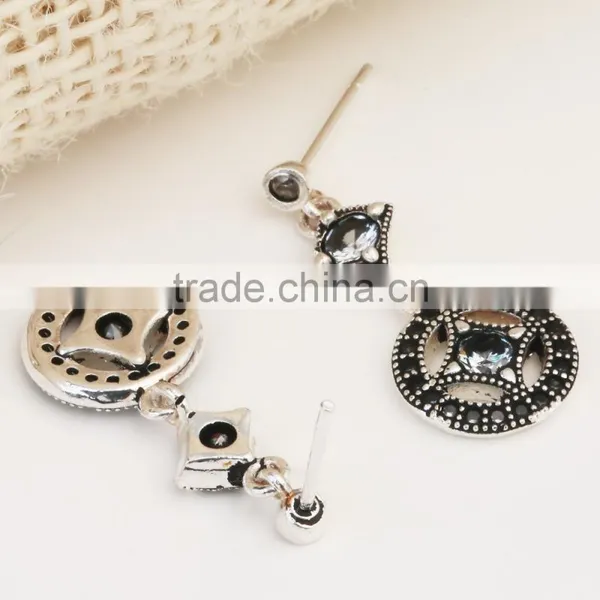 Black Gold Color Black Zircon Circle Women Jewelry Party Drop Earring photo-4