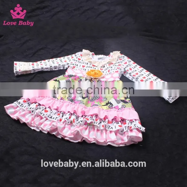 2016 Newest Letter I Love Santa Multi Layered Flower Girl Dress Top With Big Minky Polka Dots Icing Pants Wholesale LBYTZ001-57 photo-4