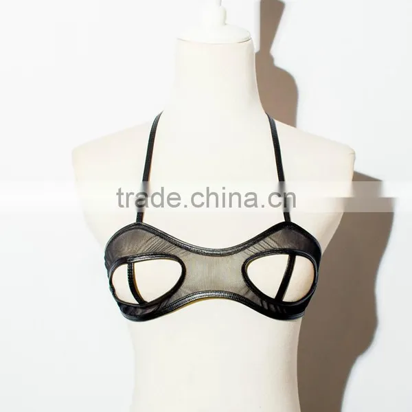 Hollow Transparent PU & Gauze Sexy Lingerie photo-2