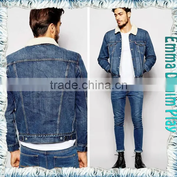 Hot New Detachable Collar Fleece Hole Thick Blue Man Denim Jackets Outwear photo-4