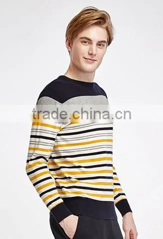 2017 Hot New Wool Boys Stripe Round Neck Pullover Custom Sweater for Men photo-2