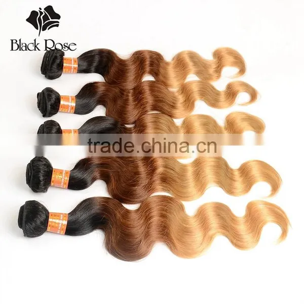 China Suppliers Black Rose Factory Price Ombre Colored Brazilian Hair Weave photo-3
