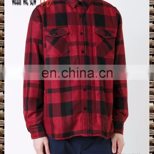 Red and Black Checked Shirt From Sacai Featuring a Front Button Fastening for Men Shirt.