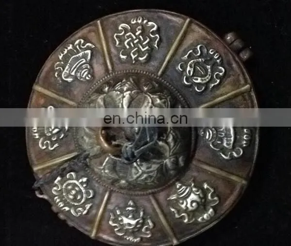 Old Tibetan Buddhist Bronze 6 Mantras Tingsha Cymbals Vintage-Tibet-Tibetan-Nickel-Tingsha-Cymbals-Auspicious-Symbols Buddhist photo-5