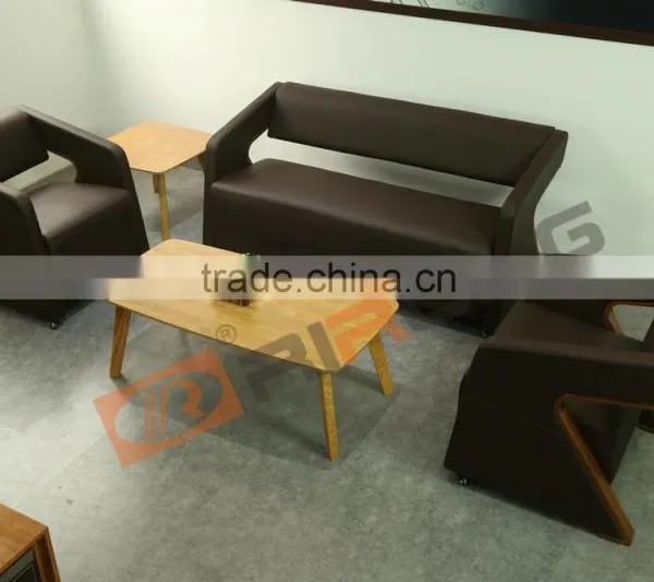 Modern Appearance And Wood Material Executive Living Room Sofa Commercial Leather Sectional Sofa Low Back Brown Leather Sofa photo-6